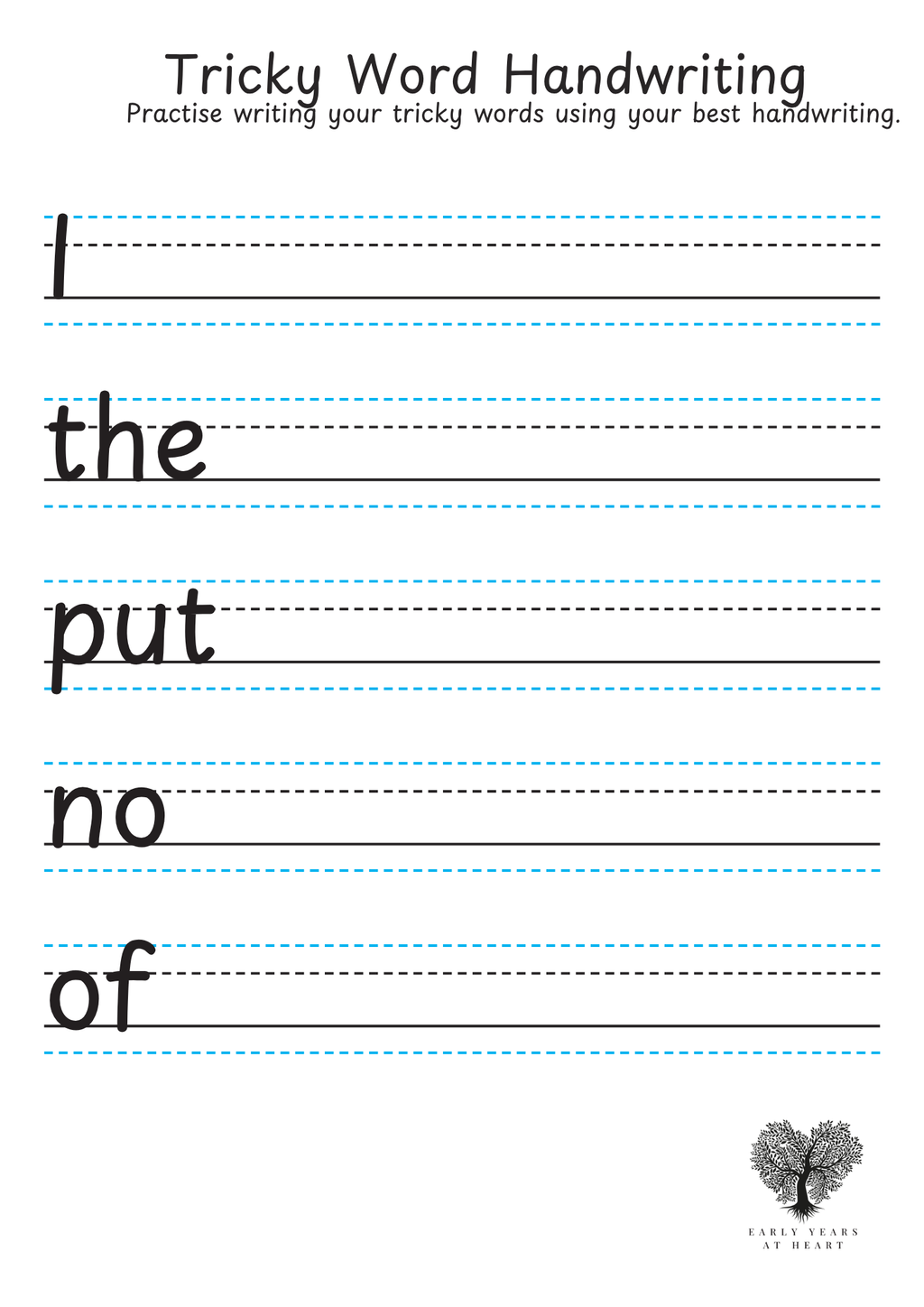 Tricky Word Handwriting Sheets